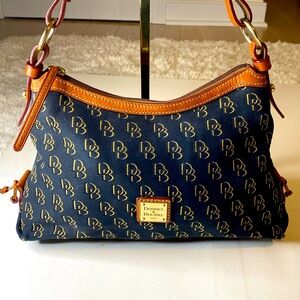 Dooney & Bourke Black with Gold Signature Fabric Bag